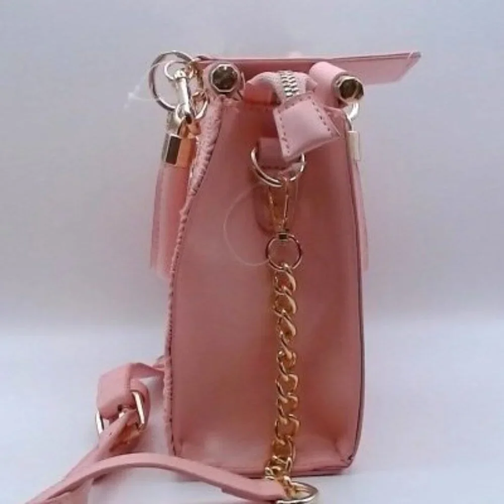 NWT Beautiful Pink Quilted Satchel Bag with Card Holder - Picture 5 of 7